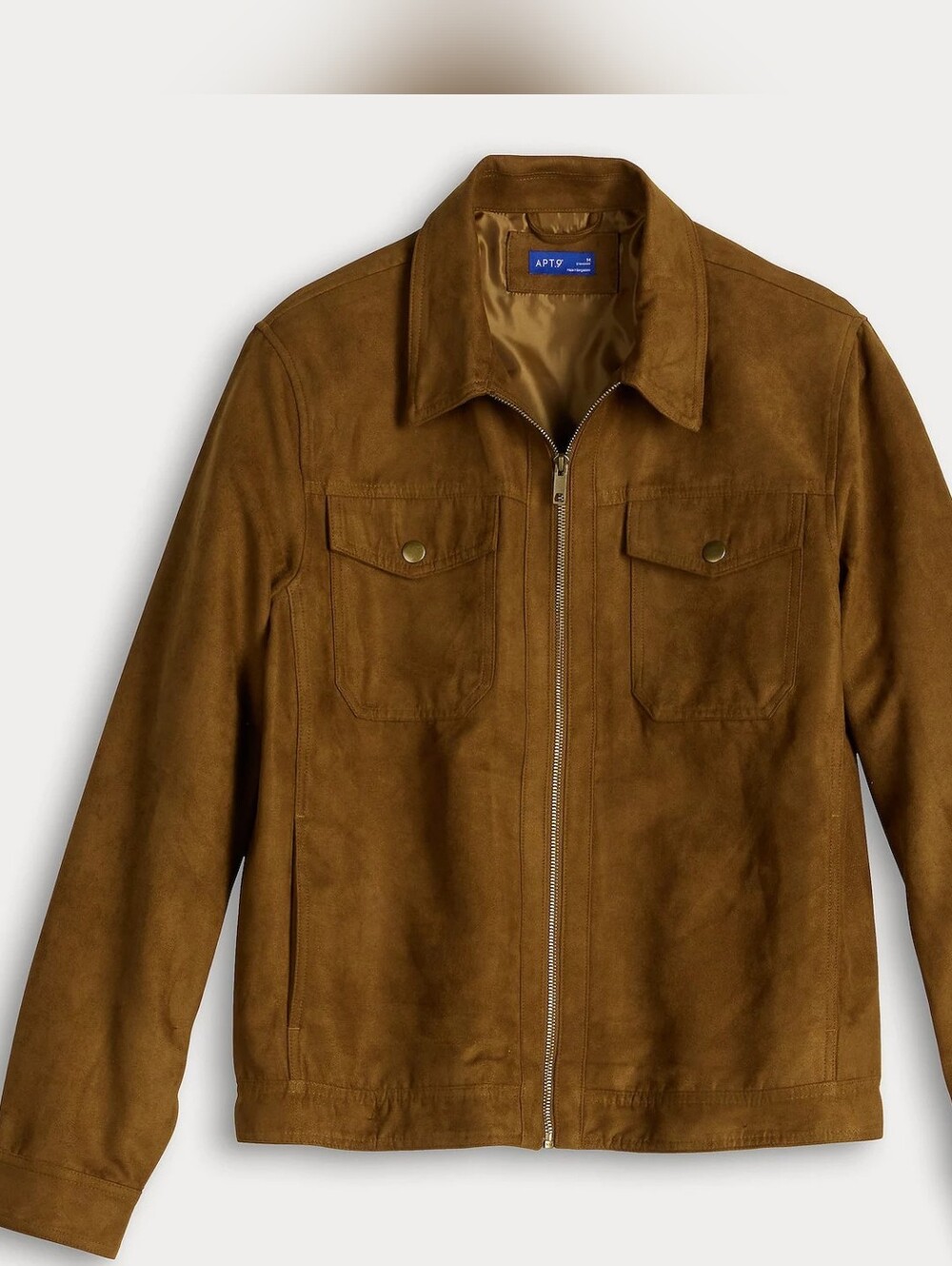Men's Apt. 9 Faux Suede Trucker Jacket Brown XL NWT - Picture 5 of 5